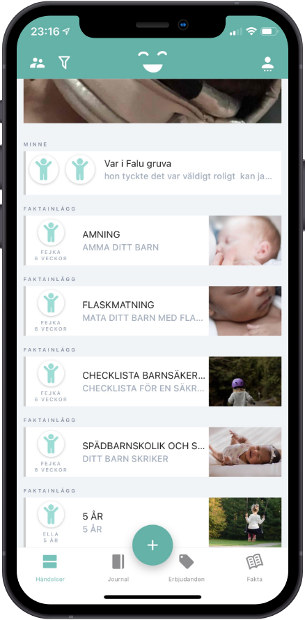 Skärmbild av Childlife app